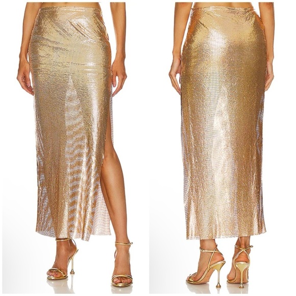 Lovers and Friends Sascha Maxi Skirt in Gold Size XS - Picture 1 of 14